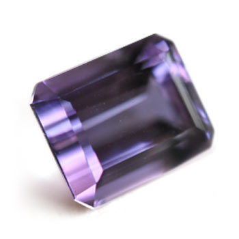 rectangular violet colored amethyst gemstone