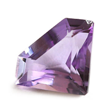 a shield-cut amethyst with light tone