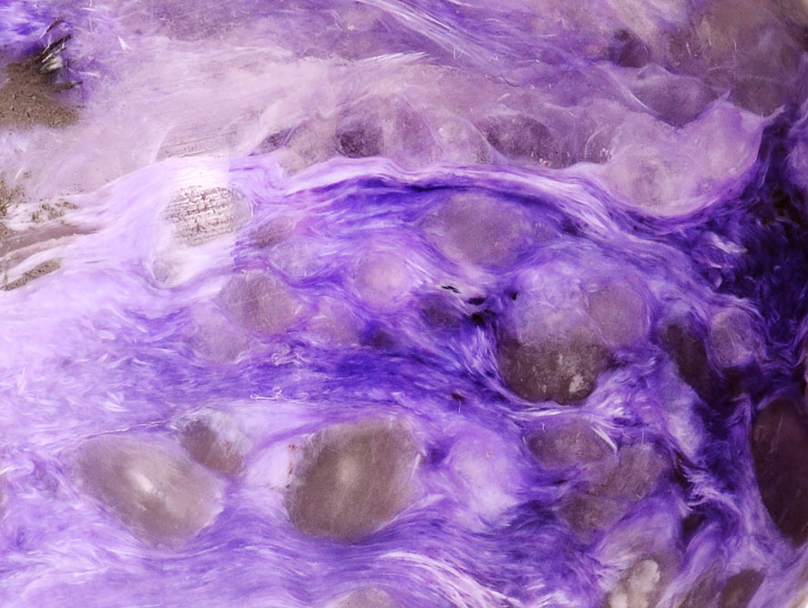 Natural charoite mineral showcasing purple color