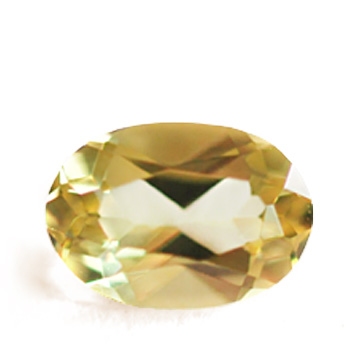 Oval citrine gem of light color and very high clarity