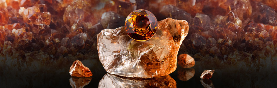 citrine gemstone on top of a rough crystal