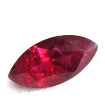 Marquise brilliant cut ruby gem of very good color and clarity