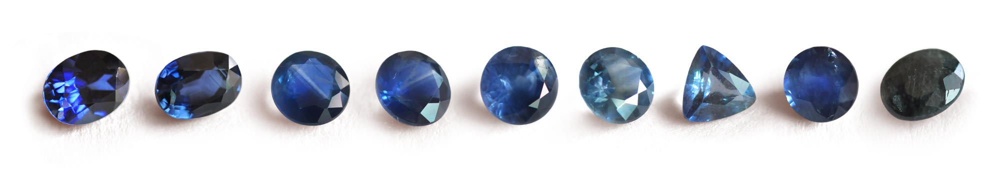 natural sapphire gemstones of different qualities