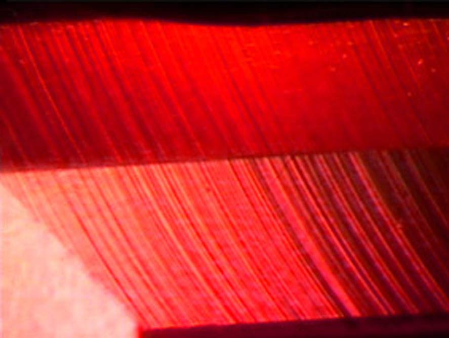 Curved striae observed within synthetic ruby grown using the flame fusion technique