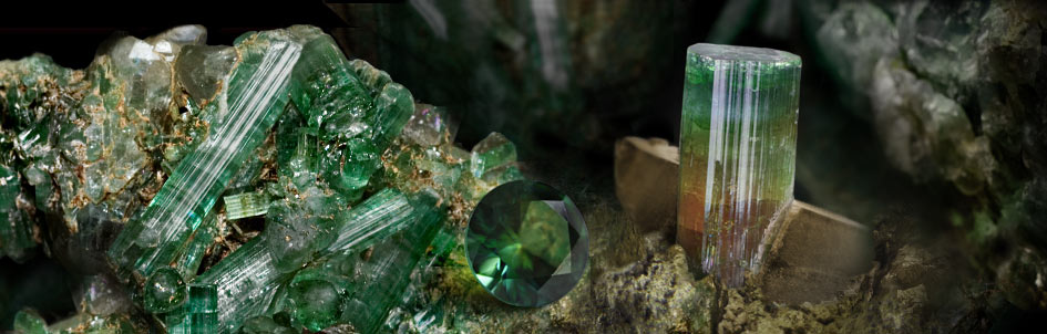 green and multi-colored tourmaline